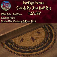 Heritage Farms Star & Pip Jute Rug Half or Oval