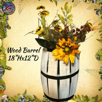 Wood Barrel 12”H Assorted Colors