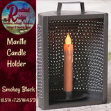 Mantle Black Punch Tin Lantern Candle Holder