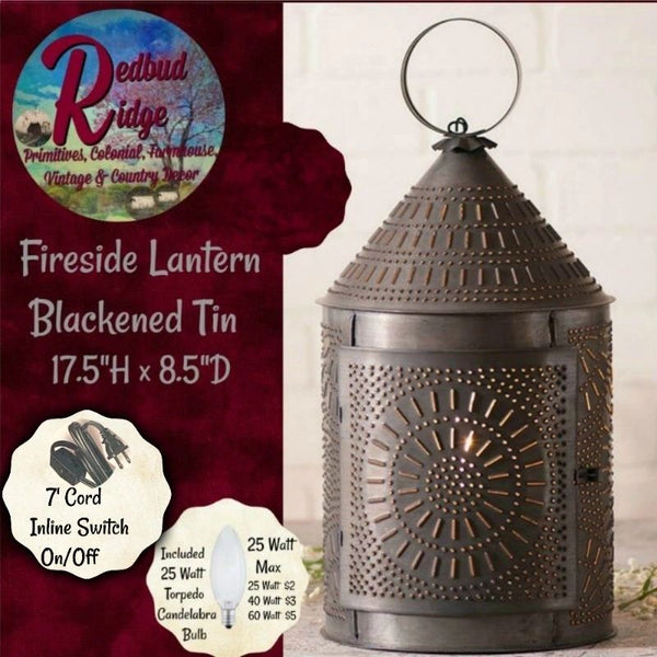Fireside Electric Lantern Blackened Tin 17" or 15" PREORDER