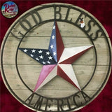 Primitive Distressed Folk Art Round Wrought Iron Americana Barn Star 24"D