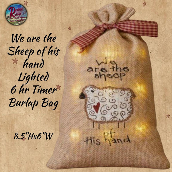 Lighted We are the Sheep of hand Burlap Bag **50% SAVINGS