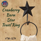 Barn Star Towel Ring Black or Cranberry