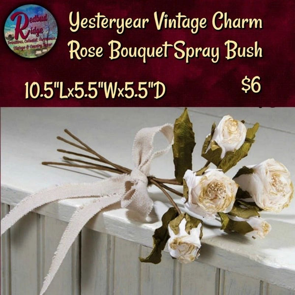 Yesteryear Vintage Charm Rose Bouquet Spray Bush, 10.5" Wedding