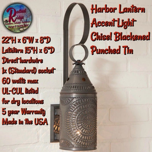 Harbor Wall Lantern Chisel Punch Tin Blackened