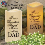 In Memory Mother or Dad LED Timer Pillar 5.5"x3"D