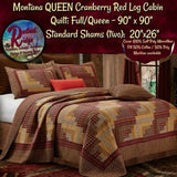 MONTANA RED LOG CABIN King or Queen 3 pc Bedding Collection