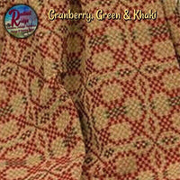 *PATRIOTS KNOT Cranberry Green Tan Woven Throw Afghan Coverlet
