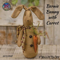 Grungy Folk Art Bernie Bunny with Carrots