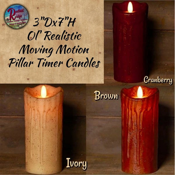 Ol' Realistic 3"x7" Moving Motion Flame Pillar Timer Candle