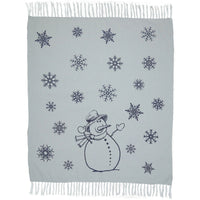 Happy Snowman Navy Blue Woven Throw 60x50