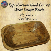 Hand Carved Wood Dough Bowl Trough 9" ~ 12" L