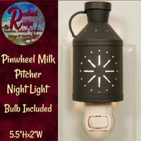 Primitive Rustic Punch Tin Pinwheel Milk Pitcher Night Light