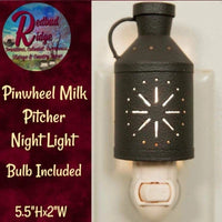 *Primitive Rustic Punch Tin Pinwheel Milk Pitcher Night Light