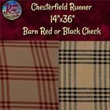 Chesterfield Cotton, 14"x36" Black or Barn Red  Runners