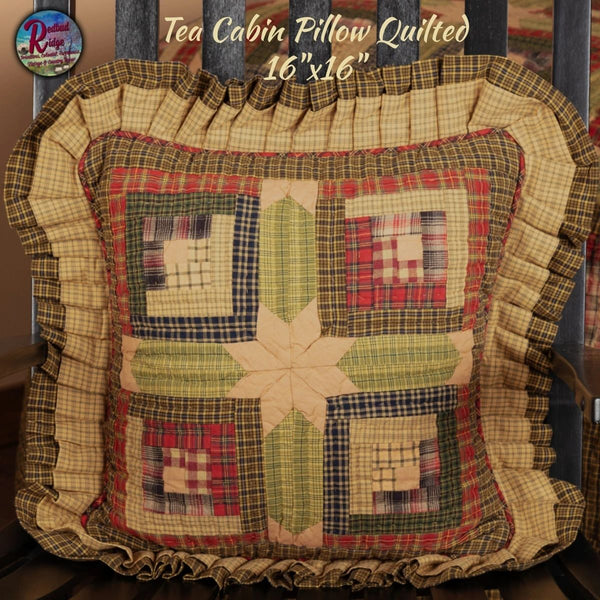 Tea Cabin Pillow Quilted 16x16