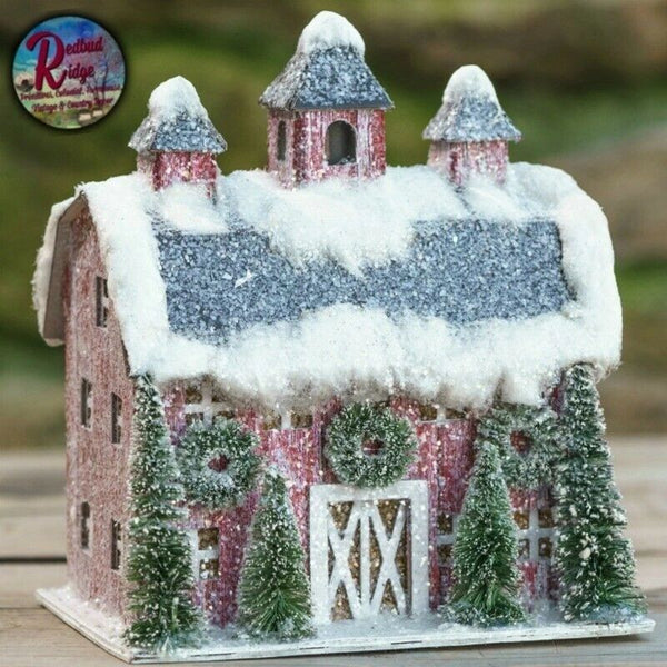 Snowy Light Up 7" Red Barn Ragon House