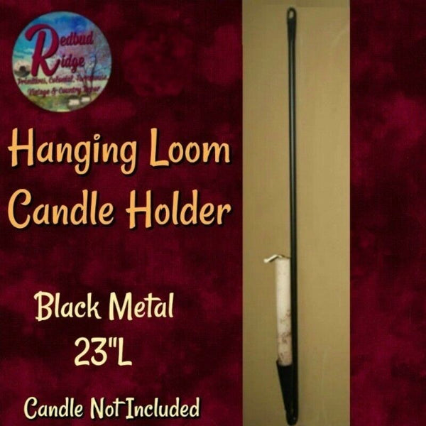 Loom Vintage Style Black Iron Wall Hanging Taper Candle Holder 23"