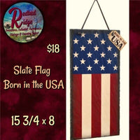 Primitive Distressed Folk Art Slate Americana USA or Liberty Hanging Sign