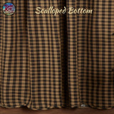 Black Check Scalloped Curtains 84"x40"