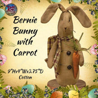 Grungy Folk Art Bernie Bunny with Carrots