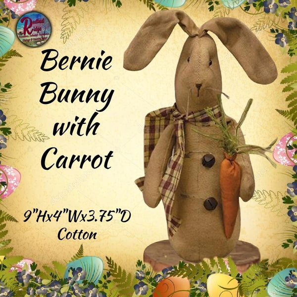 Grungy Folk Art Bernie Bunny with Carrots