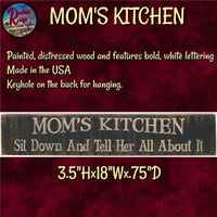 Sign Distressed Black Wood Mom's Kitchen