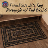 Black & Tan Jute Rug Rectangle w/ Pad 24x36