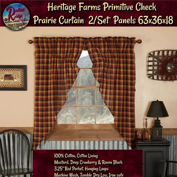 Heritage Farms Prairie Curtains 2 Panel Set 36"x63"