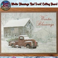 Christmas Winter Blessings Red Truck Cutting Board