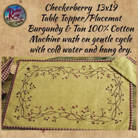 Checkererberry Towel or Tablemat/Placemat  **50% Savings