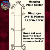 3 Plate Wall Vertical Hanging Display Rack Black Metal Wire Frame Curlicue Style