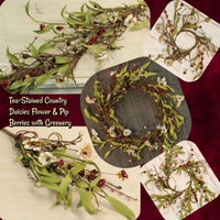 Tea-Stained  Multi Colored Daisy Flower, Pip Berry Collection