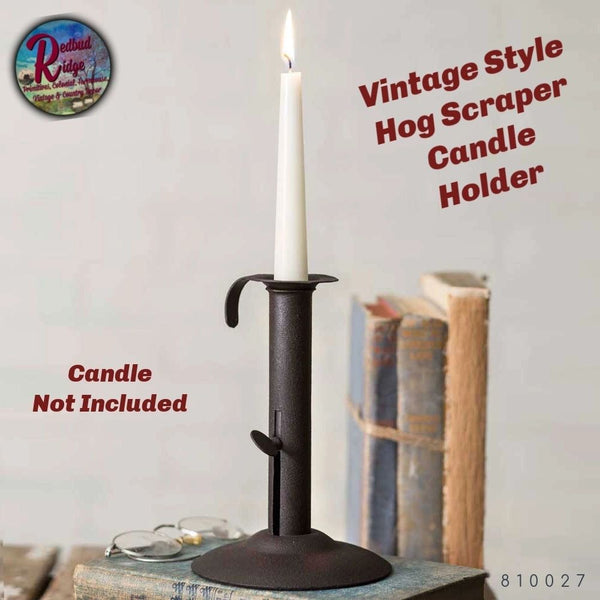 Candle Holder Hog Scraper Taper~  Rustic Vintage Style Decor