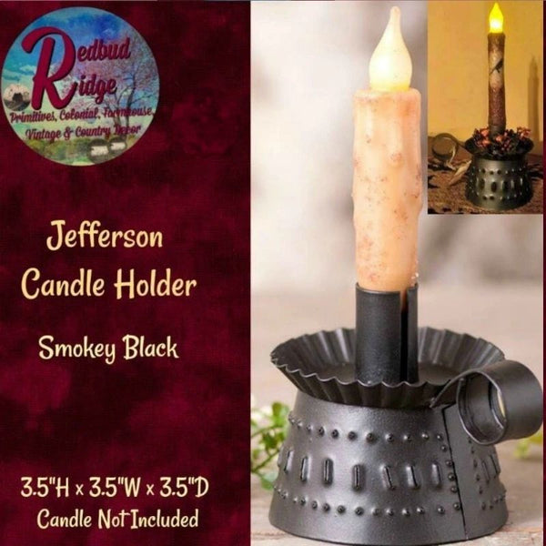 Jefferson Smokey Black Punch Tin Candle Holder