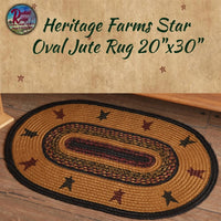 Heritage Farms Star Black & Burgundy Jute Rugs Half or Oval