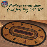Heritage Farms Star Black & Burgundy Jute Rugs Half or Oval