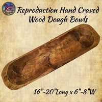 Large Reproduction Rustic Hand Carved Dough Bowl 39"-41" x 11"-13"