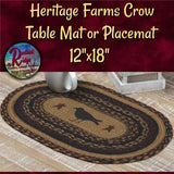 Primitive Country Folk Art Heritage Farms Crow Stars Table, Mat