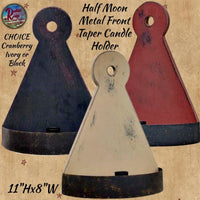Half Moon Wood with Metal Front Taper Candle Holder Assorted Colors
