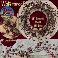 WATERPROOF Combo Berry Pips Burgundy or Burg/Mustard Wreath or Garland