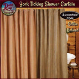 York Ticking Shower Curtain 72" x 72" ~ Cranberry Red or Black