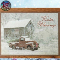 Christmas Winter Blessings Red Truck Cutting Board