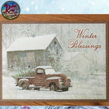 Christmas Winter Blessings Red Truck Cutting Board