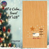 All is Calm Tea Dyed Runner or Towel Star & Sheep