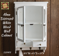 Alma White Wood Wall Cabinet with 2 Drawers 27"H