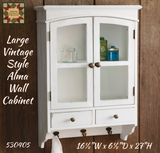 Alma White Wood Wall Cabinet with 2 Drawers 27"H