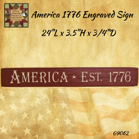 America 1776 Engraved Sign Cranberry/Red 24"L