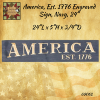 America, Est. 1776 Engraved Navy Sign,  24"