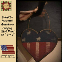 Hanging Primitive Americana Heart & Star Set of 2 Ornaments